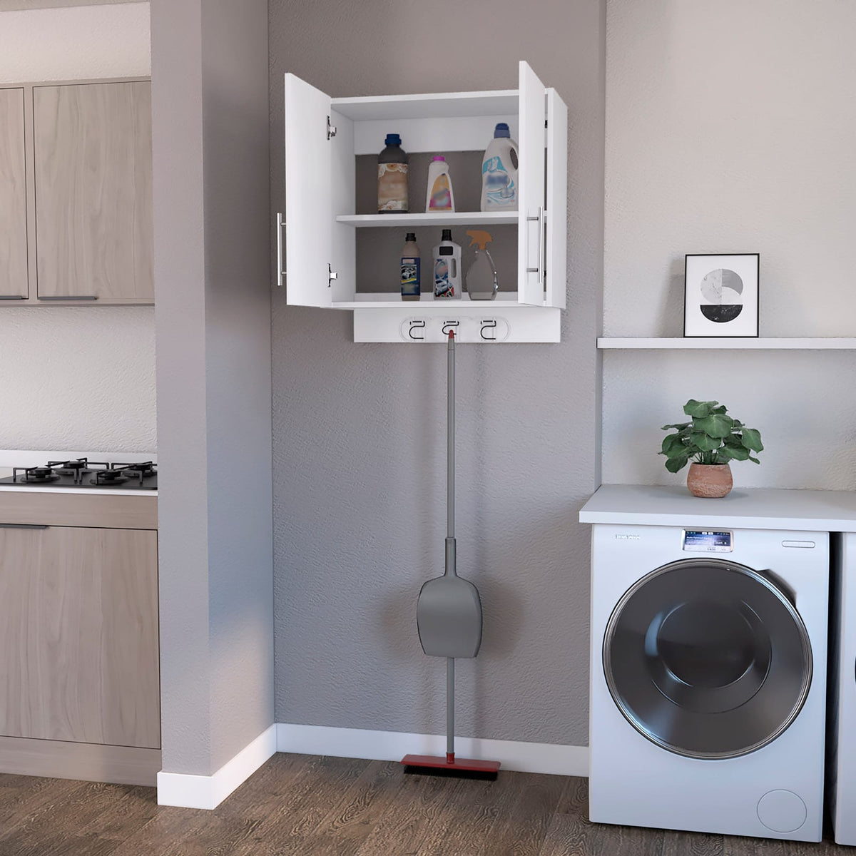 Carmelita 2-Door White MDF Cabinet - Wall Storage Unit