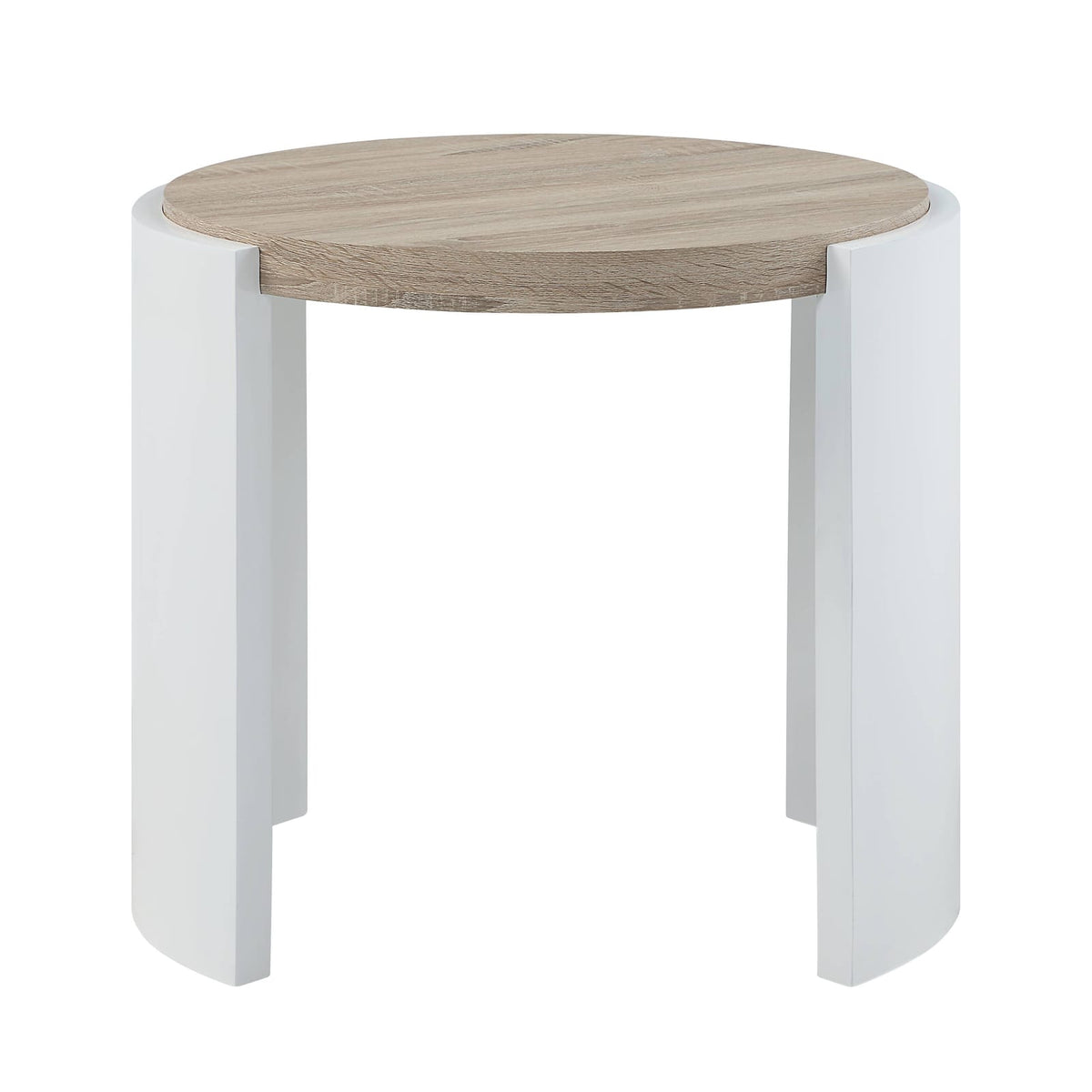 Zoma Oak & White High Gloss End Table - Sleek Modern Design