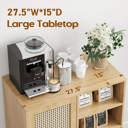 Natural Engineered Wood Buffet Cabinet - 15"W x 27.5"D x 33.8"H