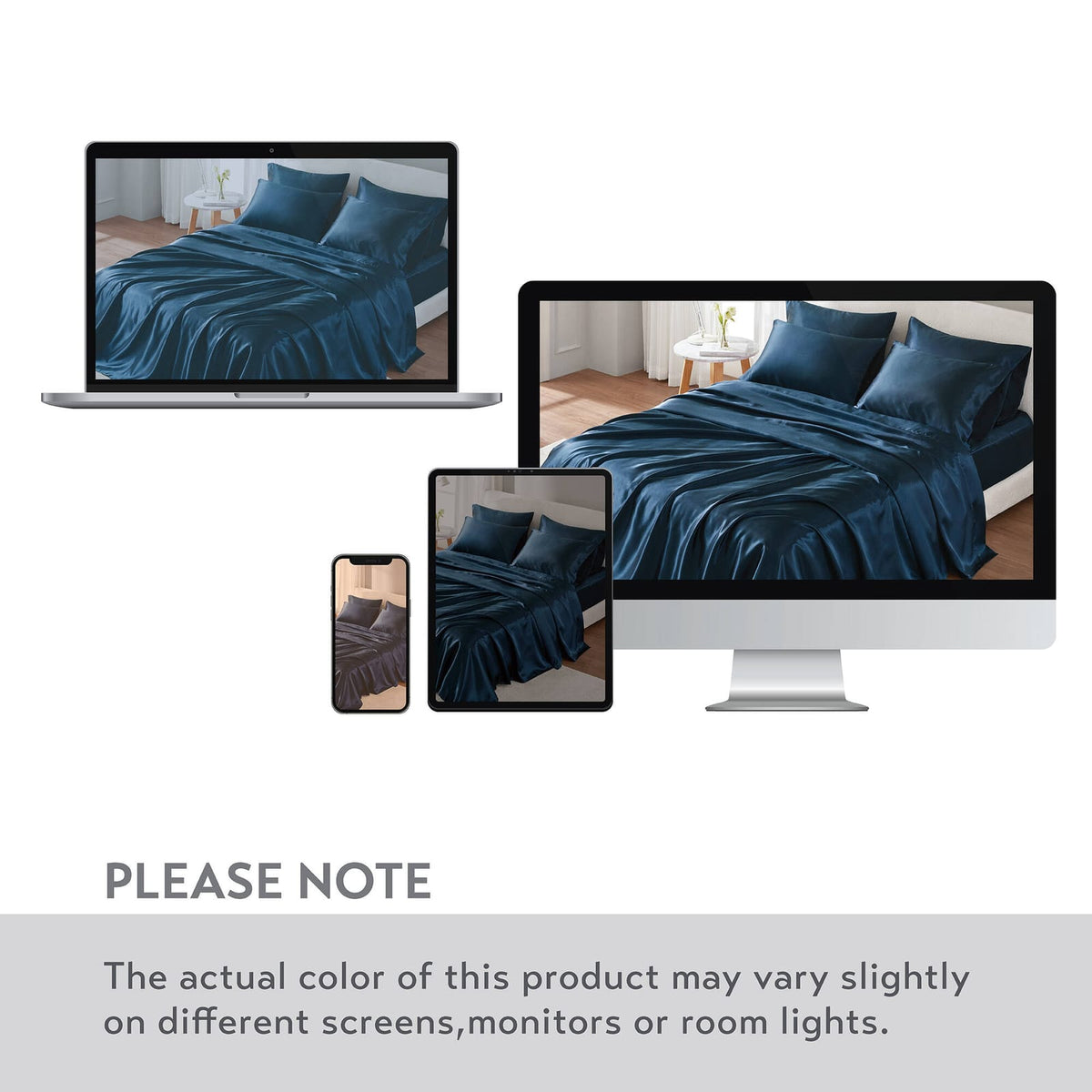 Blue Polyester Pillowcase Set - Standard Size 2 Piece