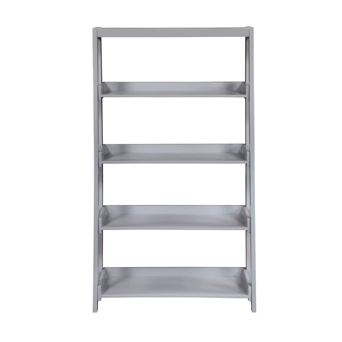 Gray 4-Shelf Wooden Bookcase - Contemporary Display Shelving
