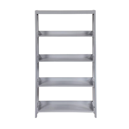 Gray 4-Shelf Wooden Bookcase - Contemporary Display Shelving