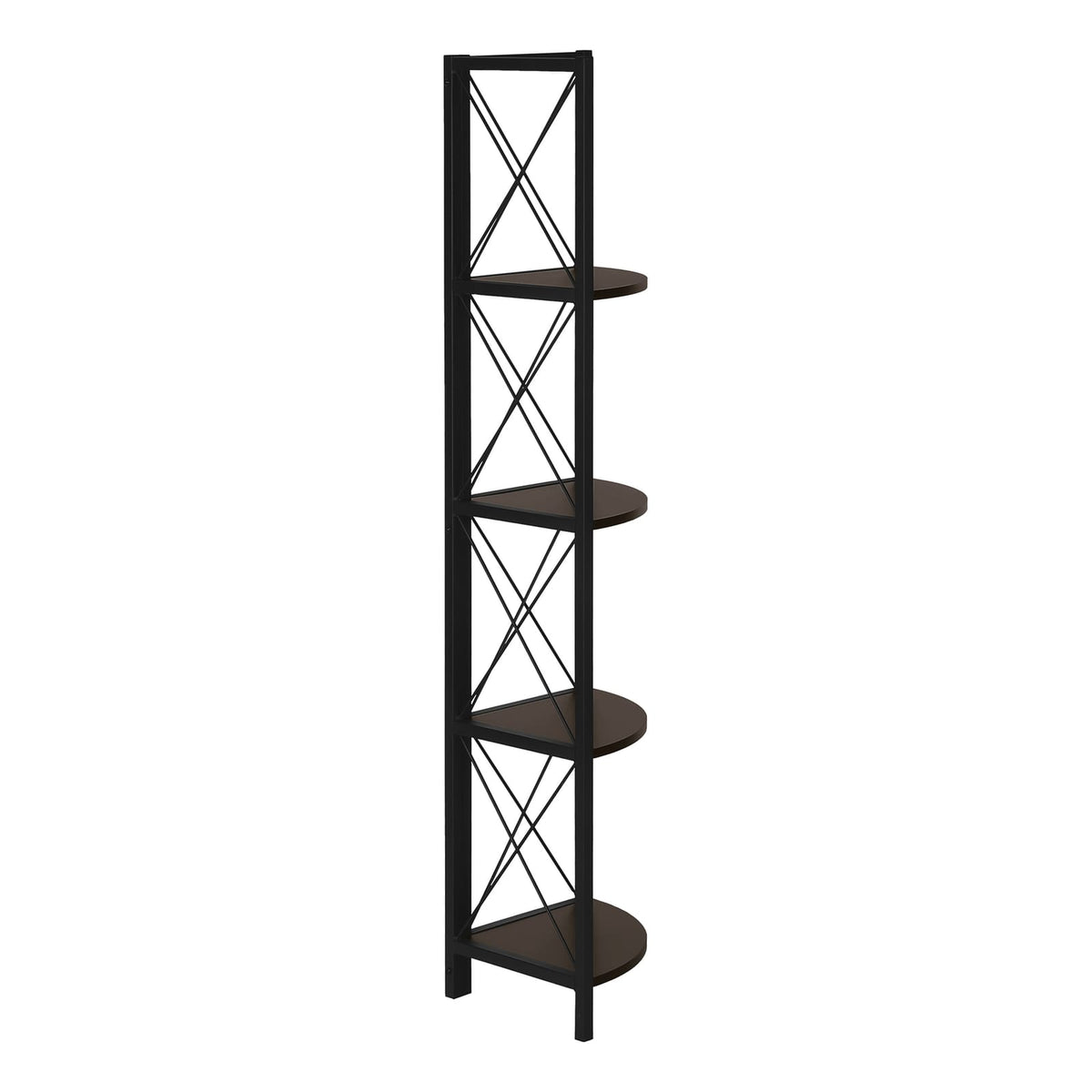 Espresso Metal 4 Tier Corner Bookshelf - 59" High for Living Room