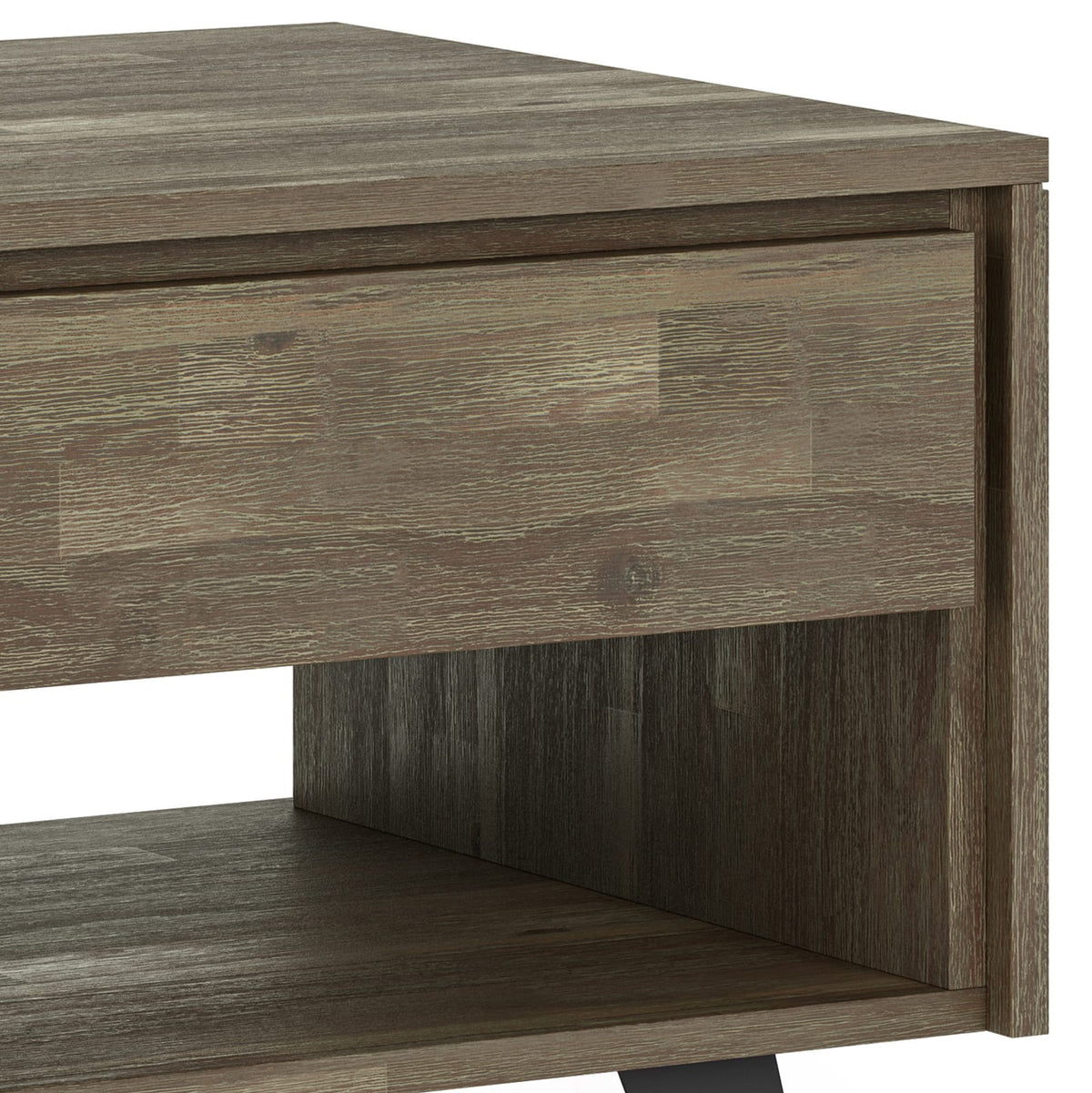 Light Brown Wood End Table - 22" Distressed Grey for Living Room