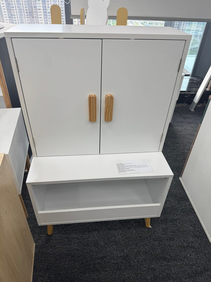 White Kids Toy Storage Cabinet - Modern Organizer for Bedroom