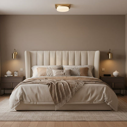 Antique Brass LED Flush Mount Bedroom Lighting