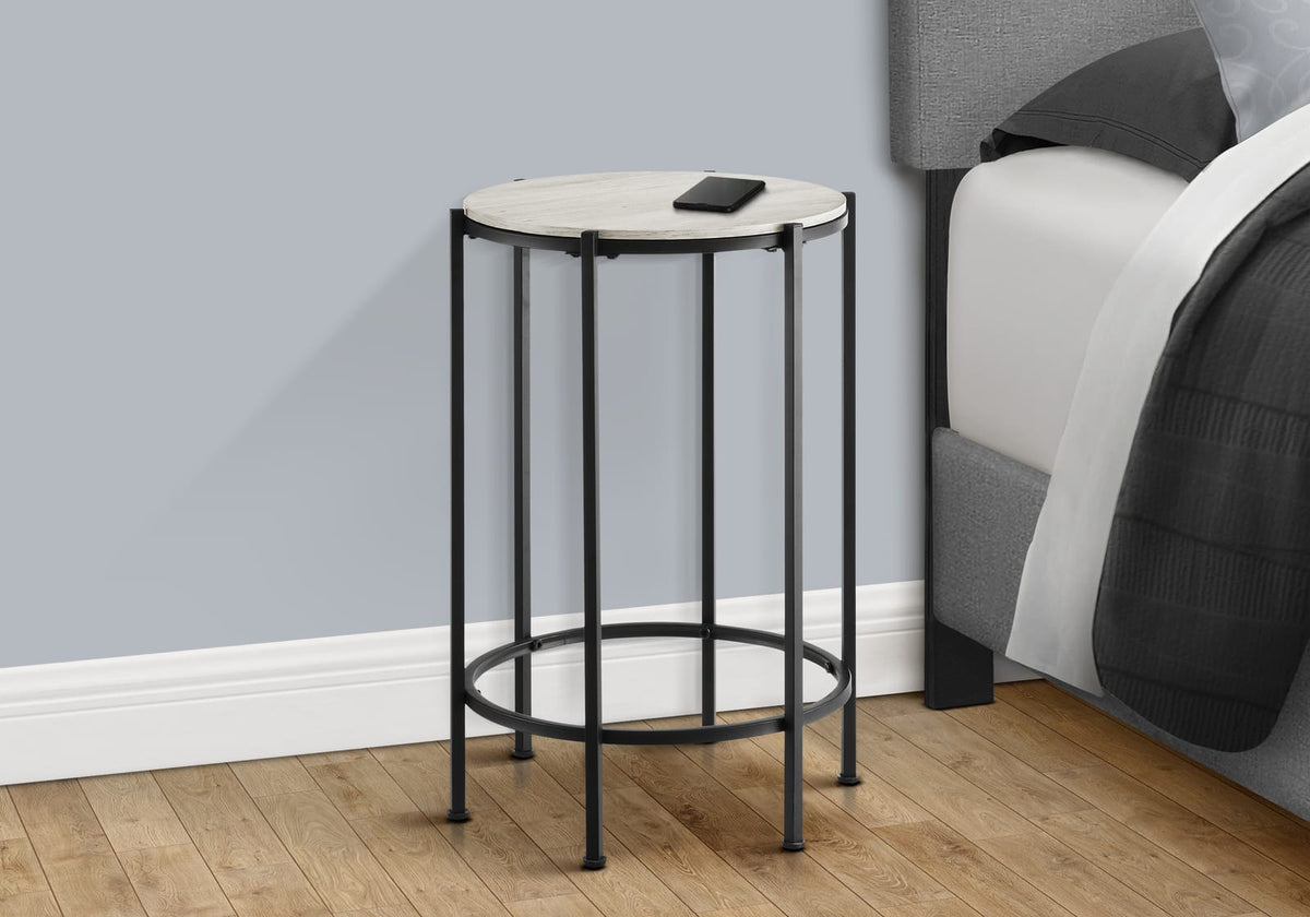 Black Metal Accent Table - 24" Round Side Table for Living Room