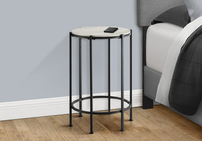Black Metal Accent Table - 24" Round Side Table for Living Room