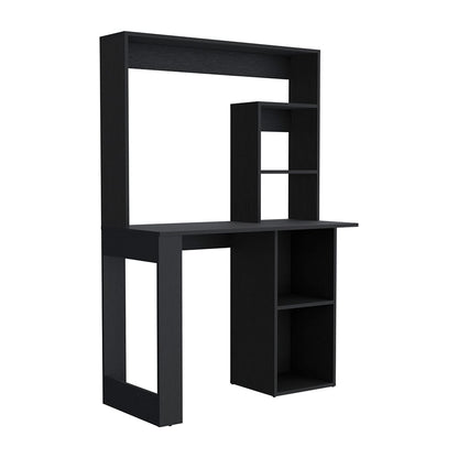 Black Computer Desk With Hutch & Shelves - Office Desk