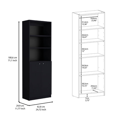 Wenge 2-Door Bookcase Set - 2 Piece Display Shelving