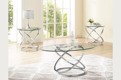 Stainless Steel Cocktail Table Set - 2 End Tables