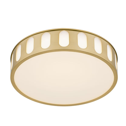 Antique Brass LED Flush Mount Light Fixture 15.13"