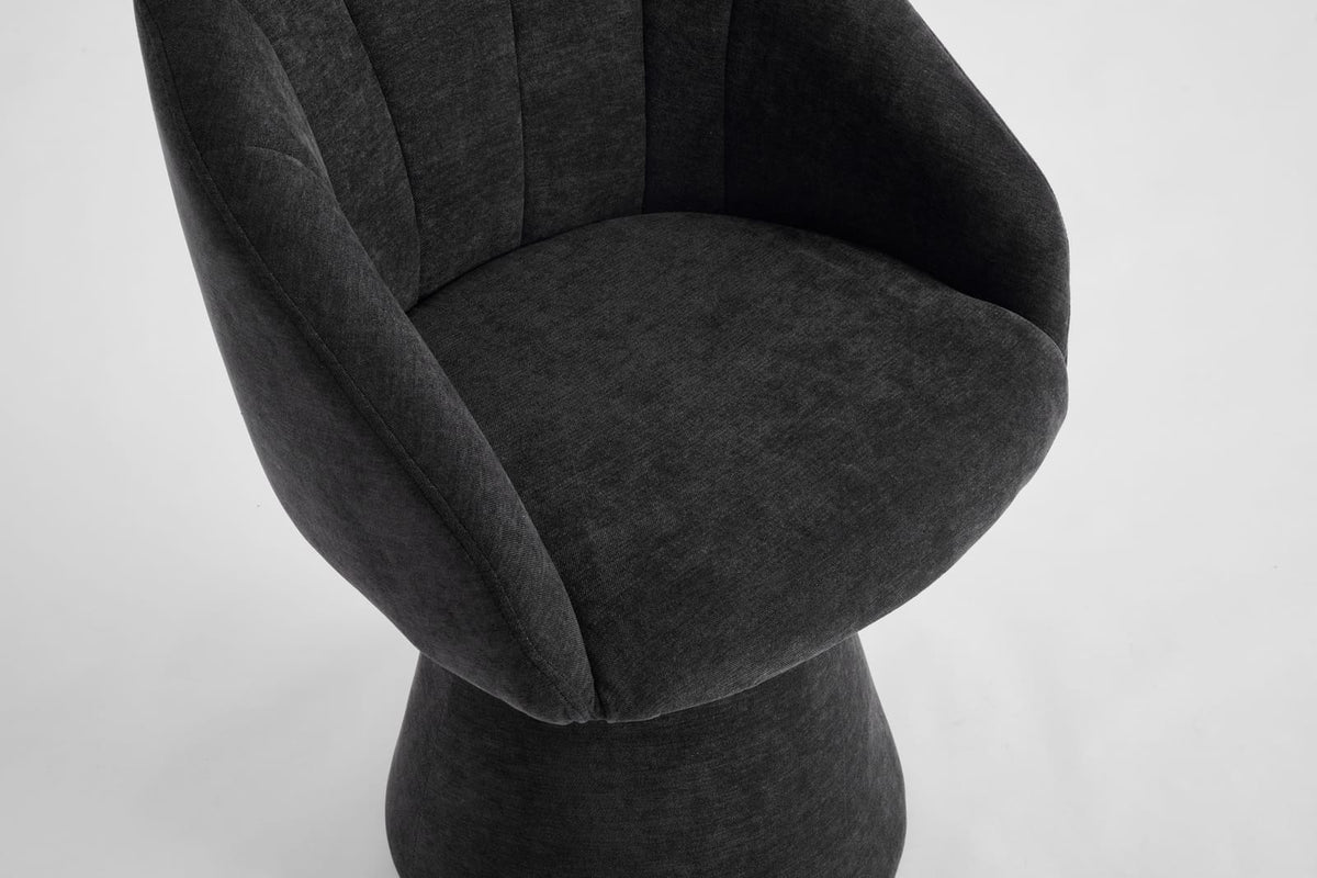 Gray Chenille Swivel Accent Armchair - Comfy Vanity Chair for Living Room