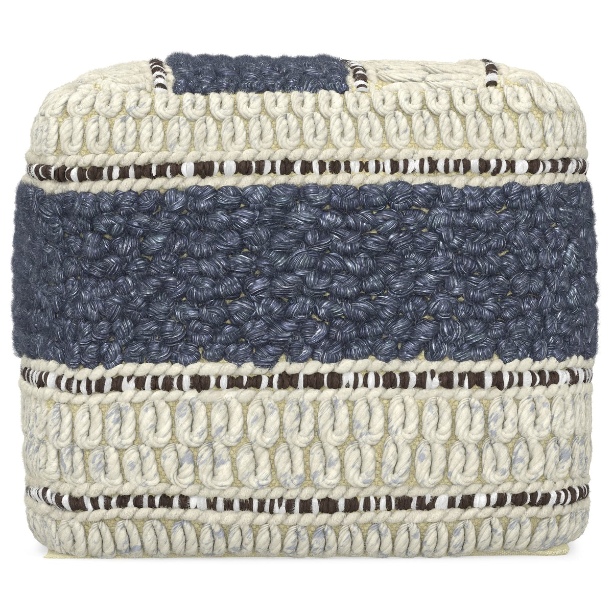 Blue Fabric Square Pouf - 18" Wide Footstool
