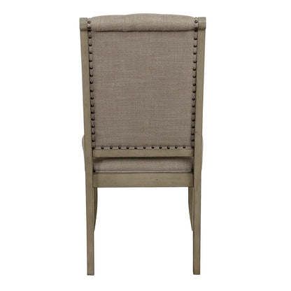 Classic Gray Dining Side Chairs Set of 2 Wood Frame