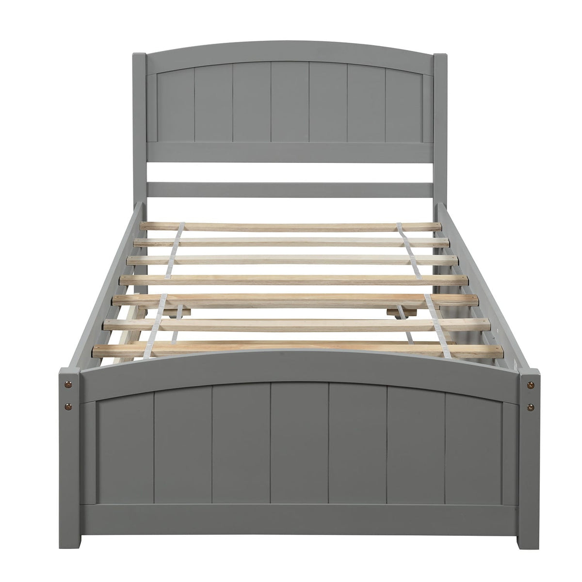 Twin Size Platform Bed with Trundle - Gray Storage & Comfort