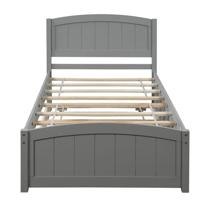 Twin Size Platform Bed with Trundle - Gray Storage & Comfort