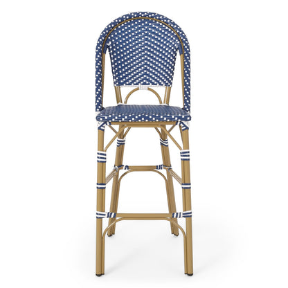 Teal Blue White 2 Person Patio Barstool Set Aluminum Frame