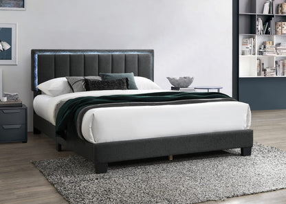 Queen Size Wool Upholstered Bed Frame - Charcoal Gray Modern