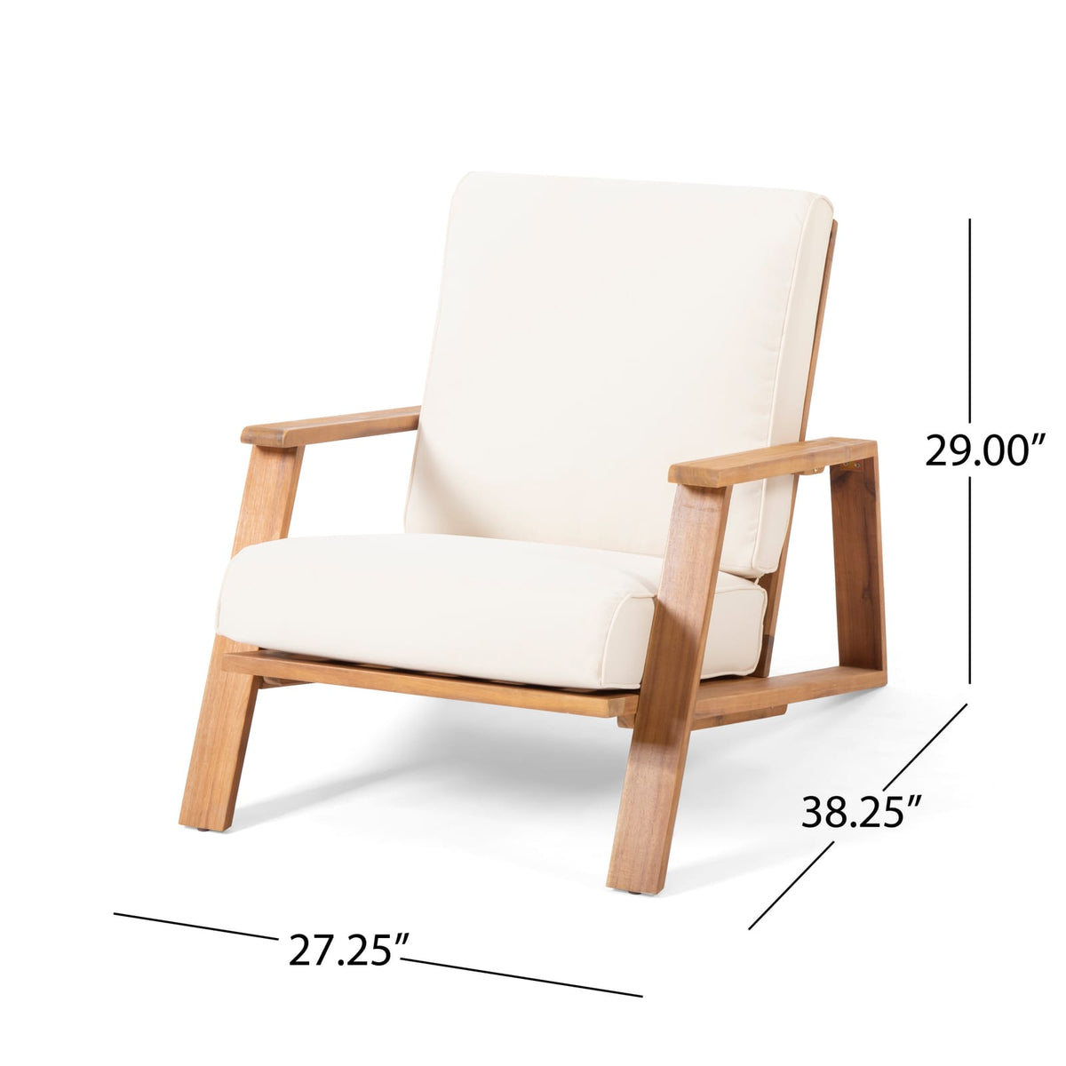 Paloma Club Chair - Beige Acacia Wood Patio Seating
