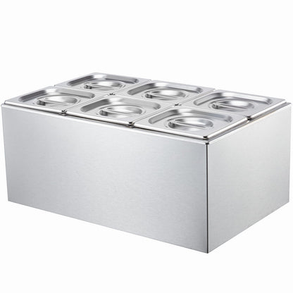Commercial Food Warmer - 6 Pan Stainless Steel Buffet, 14.3QT