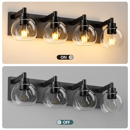 Black Iron Bathroom Vanity Light - 4 Lights Over Mirror