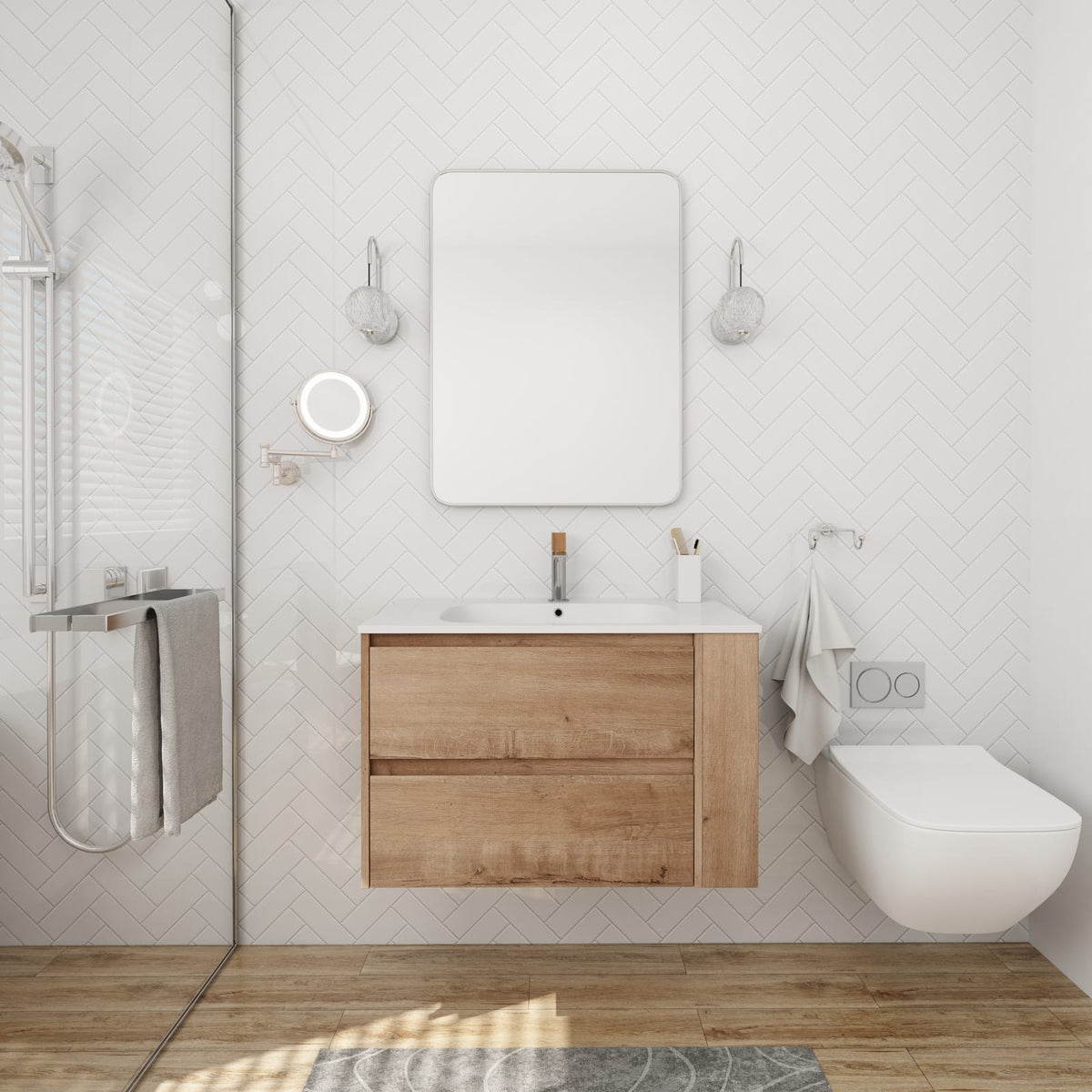 2 Drawer Wall Mounted Bathroom Vanity Cabinet