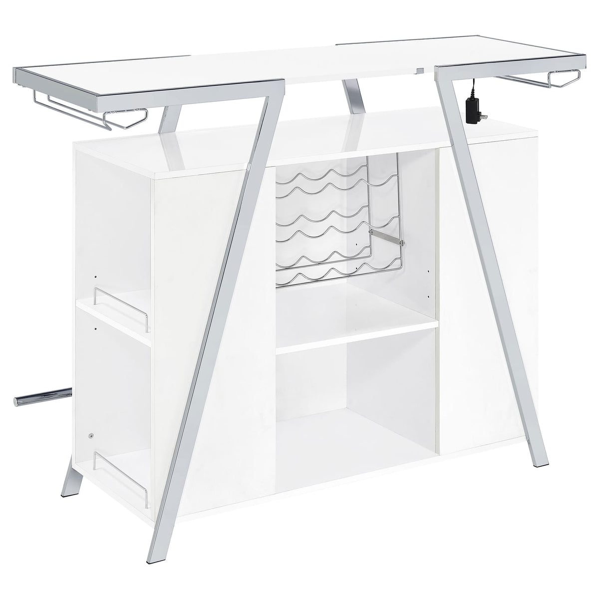 Gloss White Modern Bar Cabinet with Storage