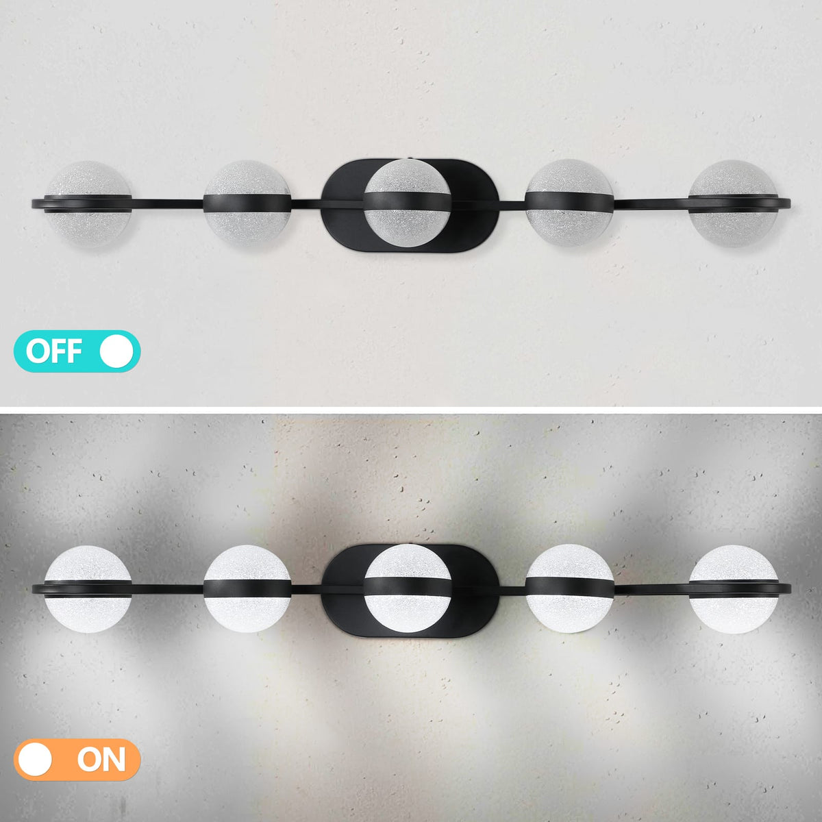 Modern Black Iron Bathroom Vanity Light - 5 Bulb LED