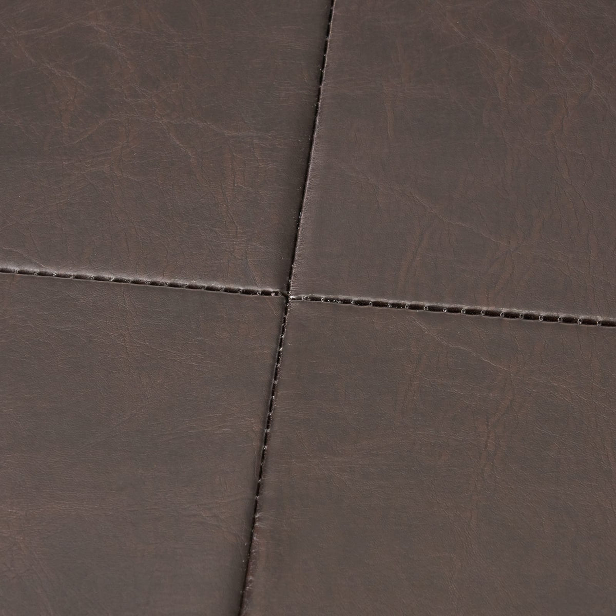 Brown Faux Leather Ottoman - 35" Square Footrest