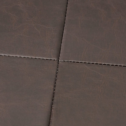 Brown Faux Leather Ottoman - 35" Square Footrest