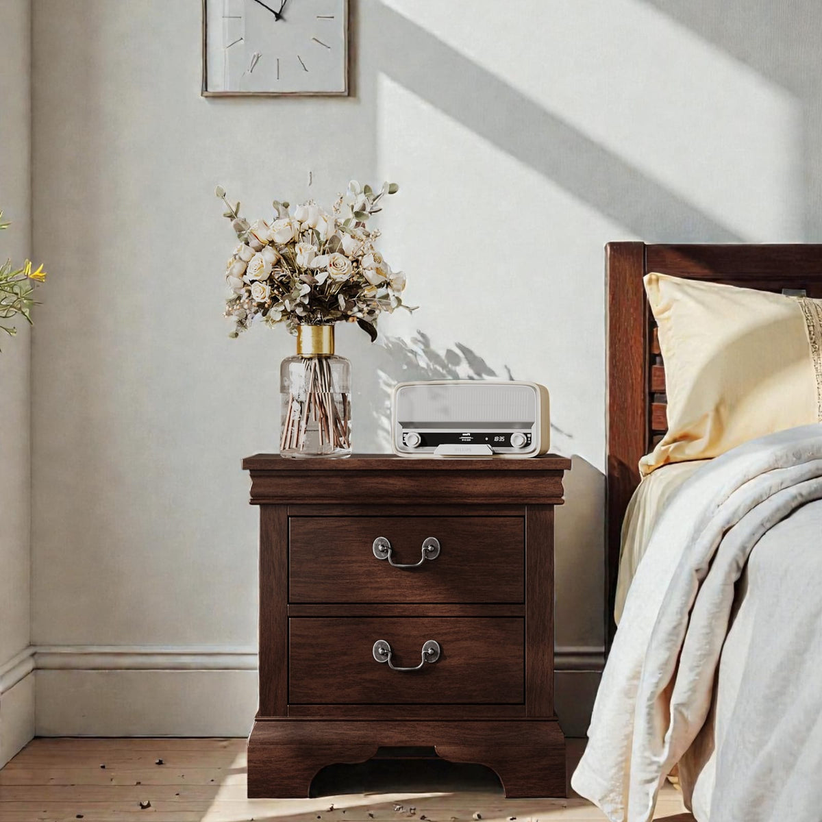 22" x 16" Classic Wooden Nightstand - Cherry Finish