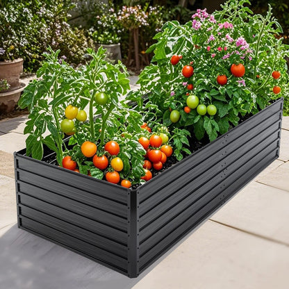 Large Black Metal Raised Garden Bed - 7.2x3.6x2 FT