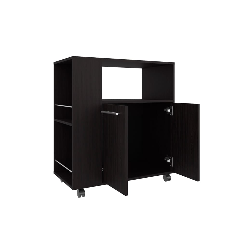 Black Kitchen Cart with Storage Shelves - 15.7" x 29.5"