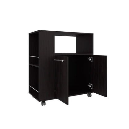 Black Kitchen Cart with Storage Shelves - 15.7" x 29.5"