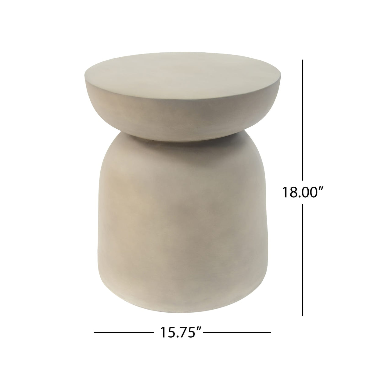 Light Grey Concrete Outdoor Side Table - 15.75"