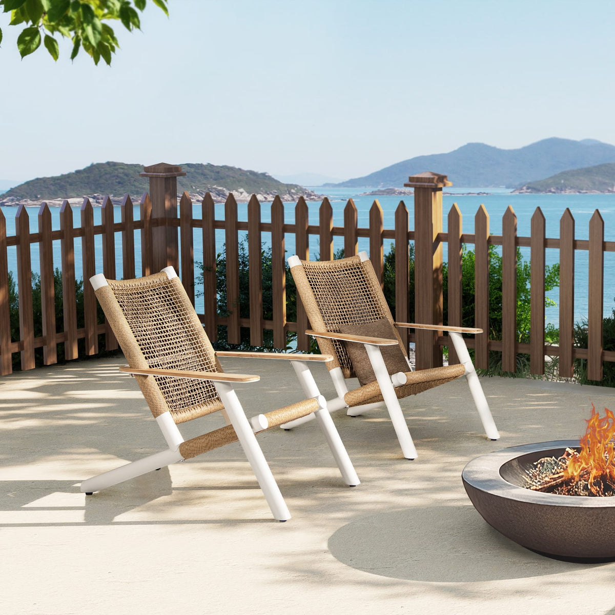 Beige Aluminium Patio Adirondack Chair - Outdoor Lounge