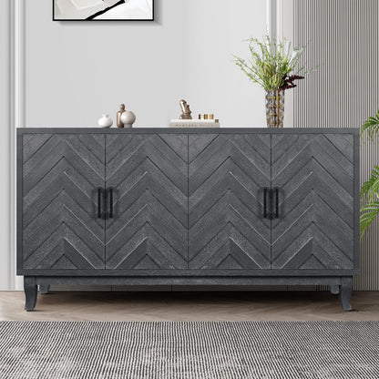 59.8" Antique Dark Grey MDF Sideboard Cabinet - 4 Doors