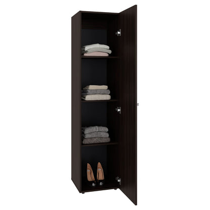 Brown Oak Bedroom Cabinet with Mirror & Shelves for Living Room