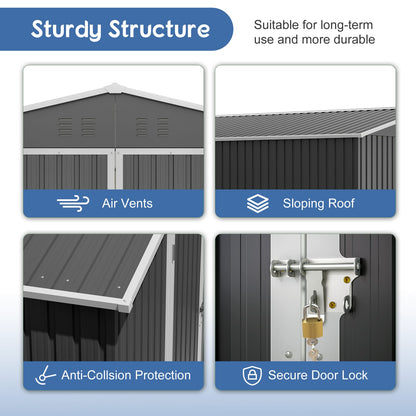 10x10 Metal Outdoor Storage Shed - Black