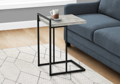 C-Shaped Accent Table - Grey Laminate, Black Metal for Living Room