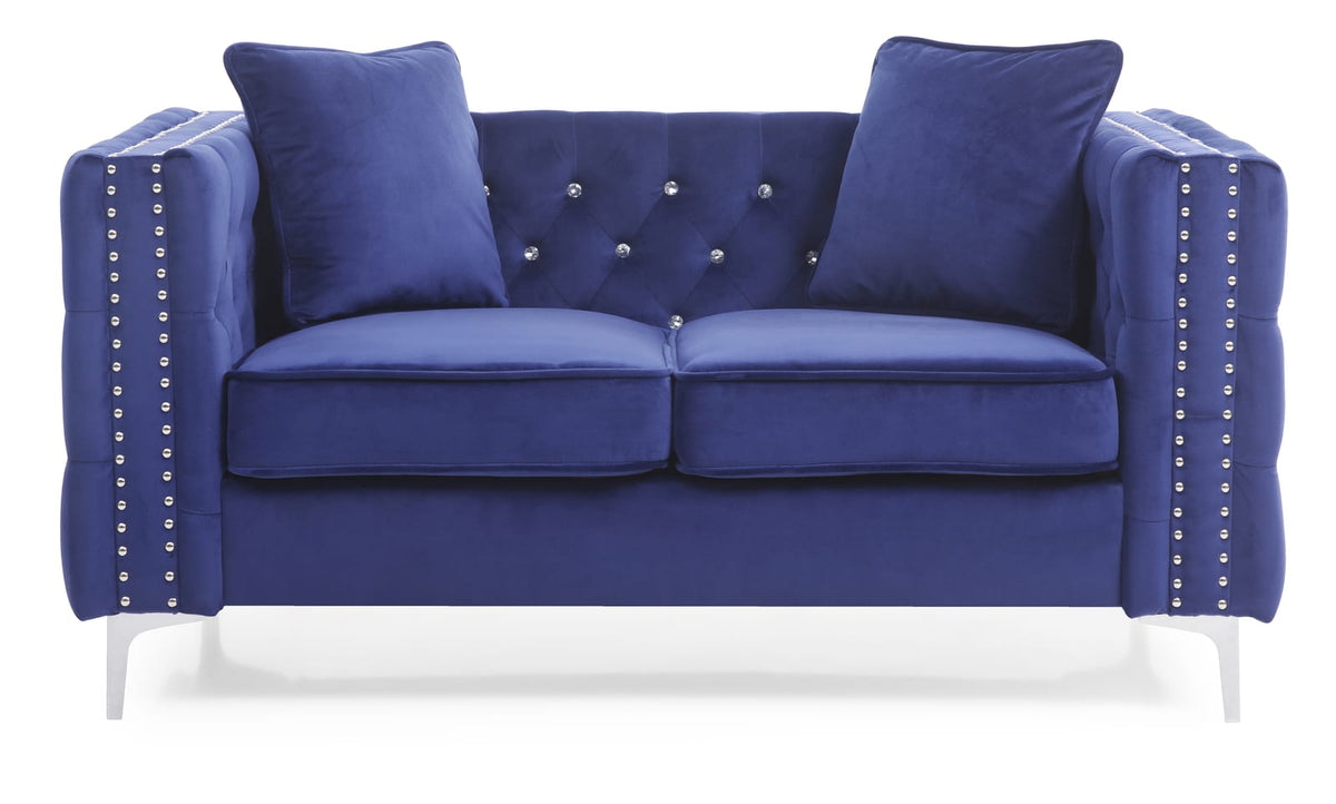 Blue Velvet Loveseat - 63" W x 34" D