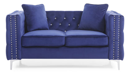Blue Velvet Loveseat - 63" W x 34" D