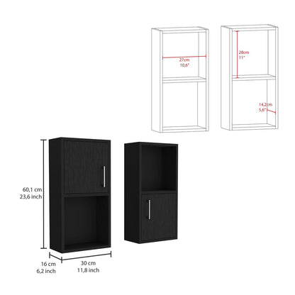 Black Freestanding Bathroom Storage Cabinet - 23.6"H