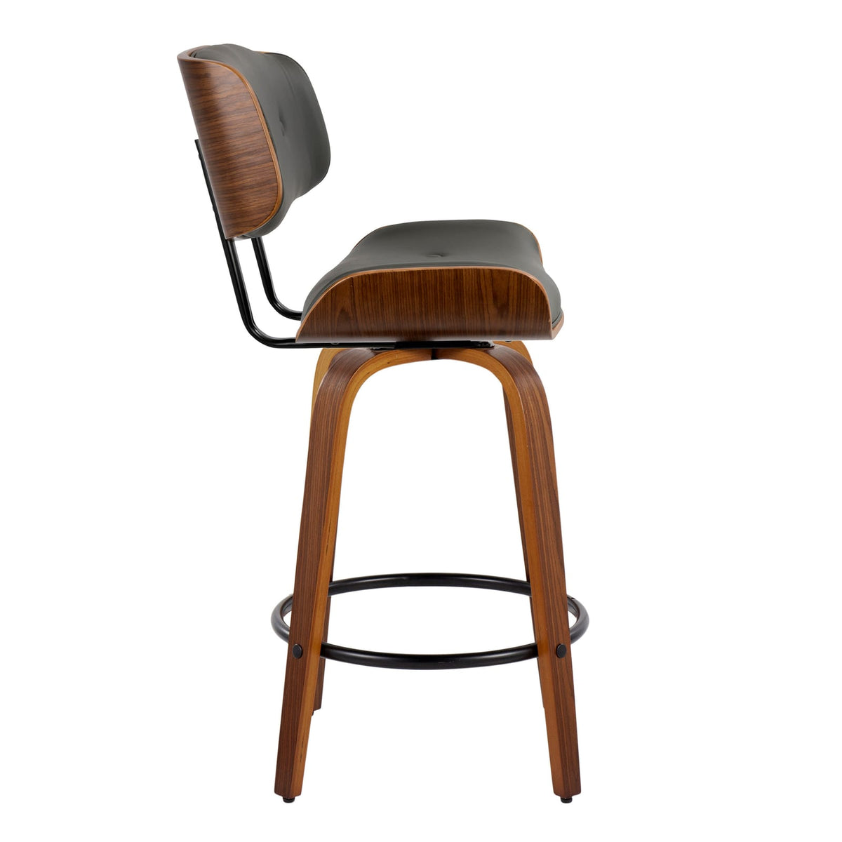 Grey Faux Leather Counter Stools - 2 Swivel Stools