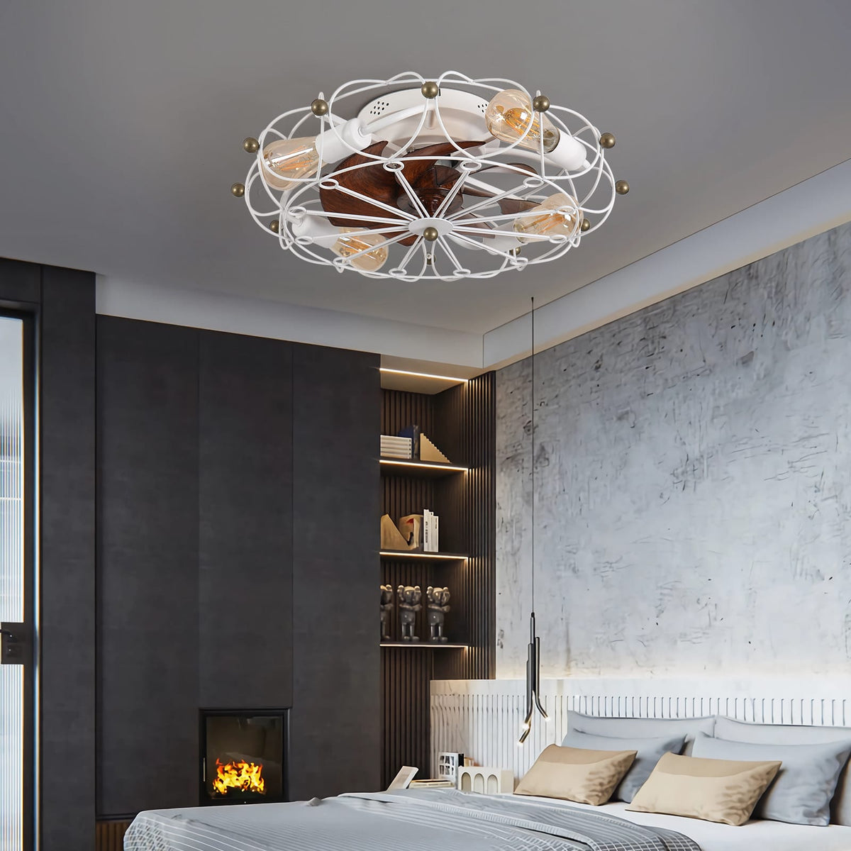 White ABS Modern Ceiling Fan with Lights