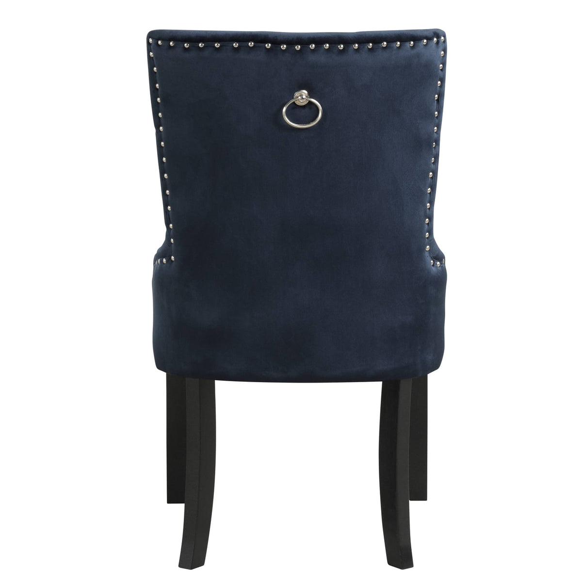 Luxury Dark Navy Velvet Dining Chair Wood Side Seating for Glam Rooms