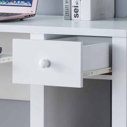 White Student Desk with Hutch - 39" Writing Desk for Home Office