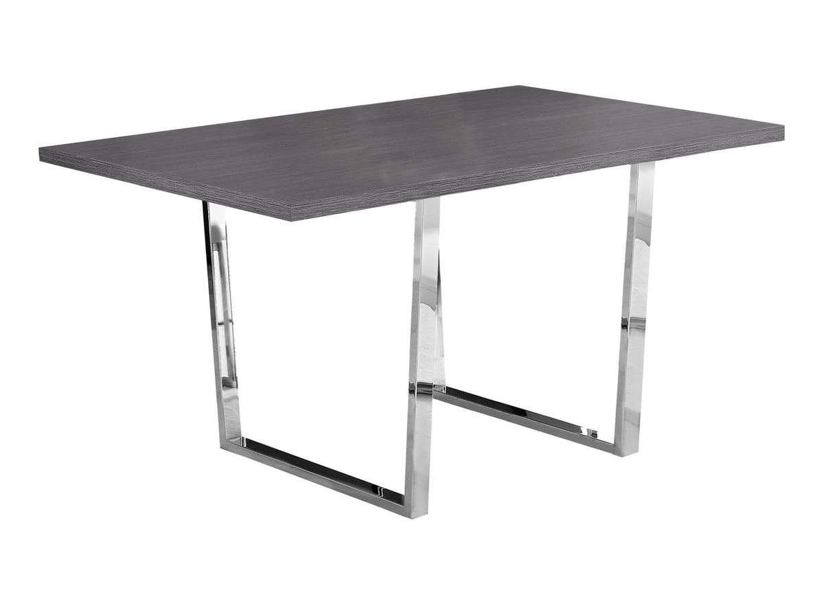 Dining Table, 60" Rectangular, Grey Metal & Wood - Perfect for Kitchens and Dining