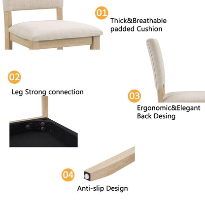 Light Oak Dining Table Set - 6 Seats with Bench